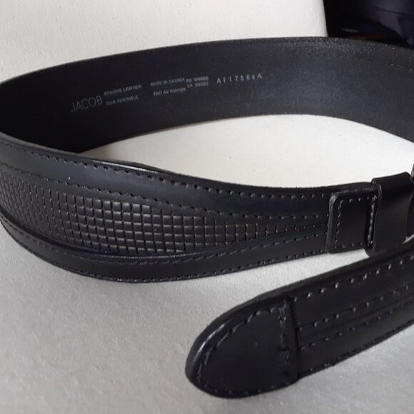 JACOB Genuine Leather Wide Black Belt  New - Picture 2 of 11